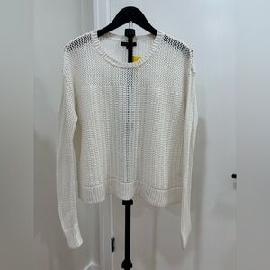 312. Banana Republic Women's Long Sleeve Sweater Medium Ivory Crochet Weave
